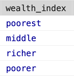 Value Labels for Wealth Index